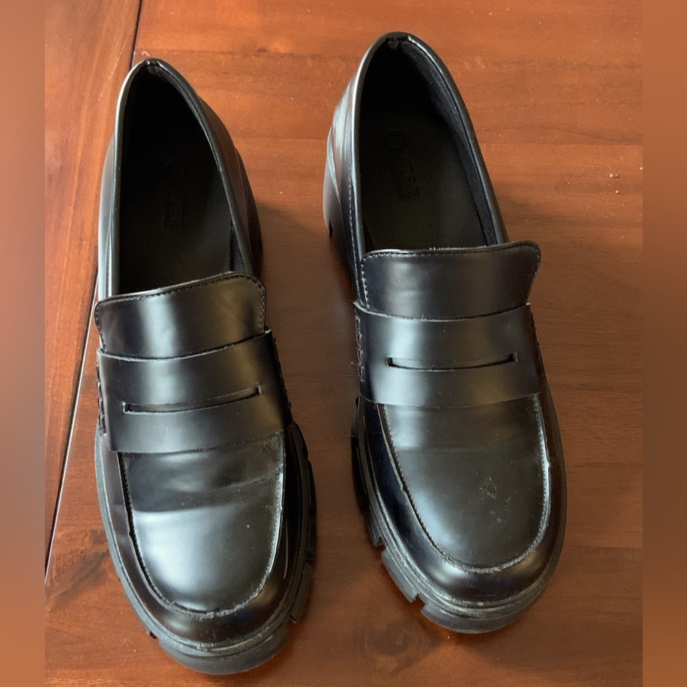 Black chunky loafers — barely worn